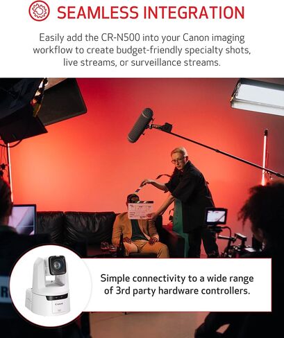 كاميرا Canon CR-N500 Pro PTZ مع عدسة تكبير بصري 15x، مستشعر AF ثنائي البكسل 1 بوصة 4K 30p، 3G-SDI، HDMI، مخرج فيديو IP، NDI HX2، SRT- الكنيسة، الأحداث الحية، مؤتمرات البث، الفصول الدراسية، الرياضات الإلكترونية، مدونات الفيديو in Kuwait
