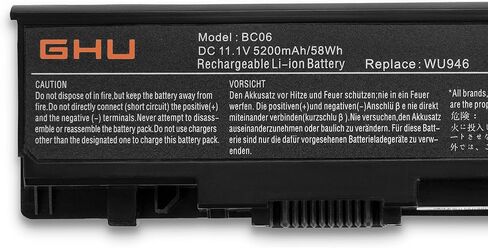 GHU New 6 Cells Battery 58 Wh Replacement for WU946 KM958 312-0701 312-0702 KM901 KM905 MT264 MT276 MT277 RM803 WU960 RM855 Compatible for Dell Studio 1535 1536 1537 1555 1557 1558 PP33L PP39L in Saudi Arabia