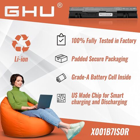 GHU New 6 Cells Battery 58 Wh Replacement for WU946 KM958 312-0701 312-0702 KM901 KM905 MT264 MT276 MT277 RM803 WU960 RM855 Compatible for Dell Studio 1535 1536 1537 1555 1557 1558 PP33L PP39L in Saudi Arabia