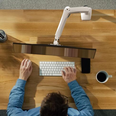 ONKRON Single Monitor Desk Mount for 13-32 inch Flat/Curved Screens up to 17.6 lbs - Fully Adjustable Desk Monitor Stand for 1 Screen, Full Motion Gas Spring Monitor Arm Single Monitor Mount, White in Saudi Arabia