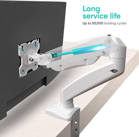 ONKRON Single Monitor Desk Mount for 13-32 inch Flat/Curved Screens up to 17.6 lbs - Fully Adjustable Desk Monitor Stand for 1 Screen, Full Motion Gas Spring Monitor Arm Single Monitor Mount, White in Saudi Arabia