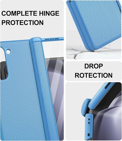 for Samsung Z Fold 5 Slim Case with Hinge Protection & Screen Protector, Fit Stylish Durable Sturdy Support Wireless Charging Protective Phone Case for Galaxy Z Fold 5 2023, Dark Blue in Kuwait
