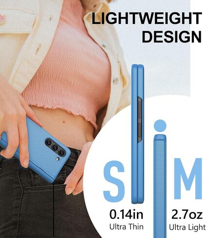 for Samsung Z Fold 5 Slim Case with Hinge Protection & Screen Protector, Fit Stylish Durable Sturdy Support Wireless Charging Protective Phone Case for Galaxy Z Fold 5 2023, Dark Blue in Kuwait