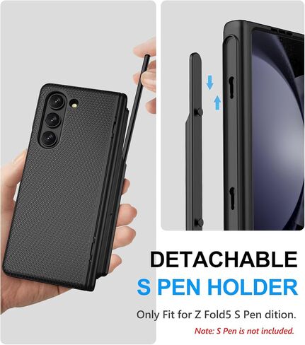 حافظة SIXBOX لهاتف Samsung Galaxy Z Fold 5 مع واقي شاشة وحماية للمفصلات، حافظة هاتف صلبة مقاومة للصدمات وخفيفة الوزن ومتينة لهاتف Samsung Galaxy Z Fold 5 5G 2023، أسود in Kuwait