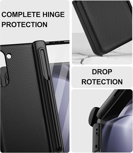 حافظة SIXBOX لهاتف Samsung Galaxy Z Fold 5 مع واقي شاشة وحماية للمفصلات، حافظة هاتف صلبة مقاومة للصدمات وخفيفة الوزن ومتينة لهاتف Samsung Galaxy Z Fold 5 5G 2023، أسود in Kuwait