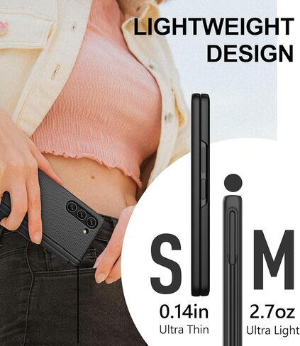 حافظة SIXBOX لهاتف Samsung Galaxy Z Fold 5 مع واقي شاشة وحماية للمفصلات، حافظة هاتف صلبة مقاومة للصدمات وخفيفة الوزن ومتينة لهاتف Samsung Galaxy Z Fold 5 5G 2023، أسود in Kuwait