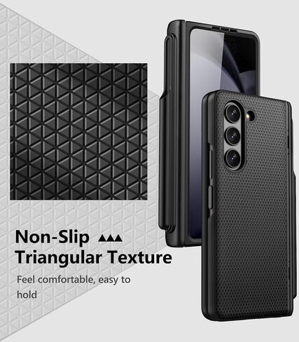 حافظة SIXBOX لهاتف Samsung Galaxy Z Fold 5 مع واقي شاشة وحماية للمفصلات، حافظة هاتف صلبة مقاومة للصدمات وخفيفة الوزن ومتينة لهاتف Samsung Galaxy Z Fold 5 5G 2023، أسود in Kuwait