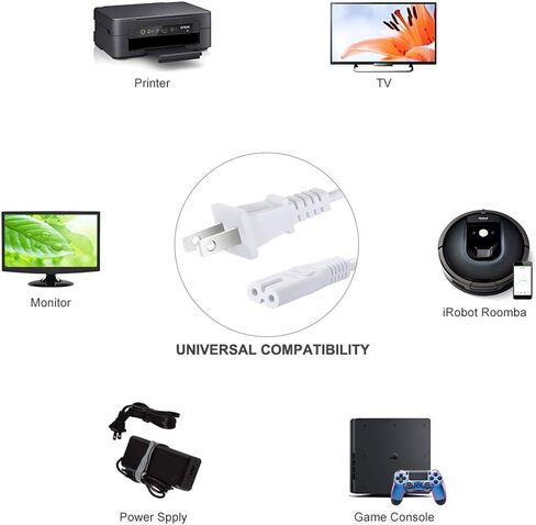 سلك طاقة تيار متردد لهاتف Samsung TCL LG Sony Insignia Sharp Toshiba JVC Hisense LED LCD Smart HDTV، استبدال كابل الطاقة الأبيض بطول 6 أقدام in Kuwait