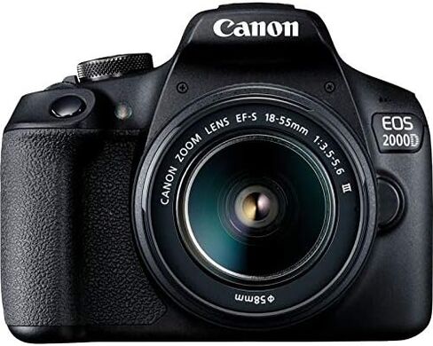 Canon EOS 2000D / Rebel T7 مع حزمة عدسة EF-S 18-55mm III مع بطاقة SD سعة 32 جيجابايت وقارئ بطاقة الذاكرة وحقيبة الأدوات ومنفاخ وقماش من الألياف الدقيقة ومجموعة التنظيف [الإصدار الدولي] in Kuwait