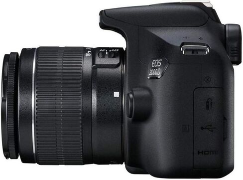 Canon EOS 2000D / Rebel T7 مع حزمة عدسة EF-S 18-55mm III مع بطاقة SD سعة 32 جيجابايت وقارئ بطاقة الذاكرة وحقيبة الأدوات ومنفاخ وقماش من الألياف الدقيقة ومجموعة التنظيف [الإصدار الدولي] in Kuwait
