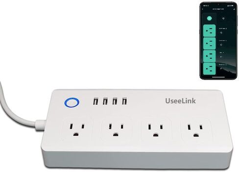 شريط طاقة ذكي، واقي واي فاي من التيار المتردد متوافق مع Alexa وGoogle Home، قابس ذكي مع 4 منافذ USB و4 منافذ تيار متردد، جهاز تحكم عن بعد وجدول مؤقت، سلك تمديد بطول 5 أقدام in Kuwait