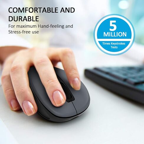 ماوس كمبيوتر لاسلكي من Trueque، ماوس USB لاسلكي لأجهزة الكمبيوتر المحمول، مقابض Ergo، 3 مستويات 1600 نقطة في البوصة، بطارية تدوم 12 شهرًا، محمولة لأجهزة الكمبيوتر الشخصية Mac Chromebook، 6 أزرار (رمادي) in Kuwait
