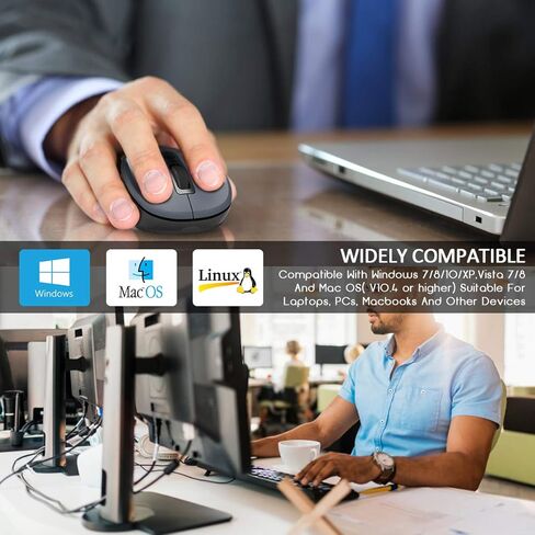 ماوس كمبيوتر لاسلكي من Trueque، ماوس USB لاسلكي لأجهزة الكمبيوتر المحمول، مقابض Ergo، 3 مستويات 1600 نقطة في البوصة، بطارية تدوم 12 شهرًا، محمولة لأجهزة الكمبيوتر الشخصية Mac Chromebook، 6 أزرار (رمادي) in Kuwait