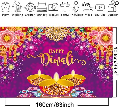 لافتة زينة خلفية من هابي ديوالي - لافتة حفلات ديبافالي لمهرجان الاضواء in Kuwait