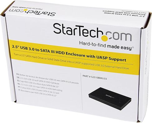حاوية محرك الأقراص الصلبة StarTech.com مقاس 2.5 بوصة - تدعم UASP - SATA 6 جيجابت في الثانية - حاوية محرك الأقراص الصلبة الخارجية USB 3.0 - حاوية SSD/HDD (S2510BMU33)، أسود in Kuwait
