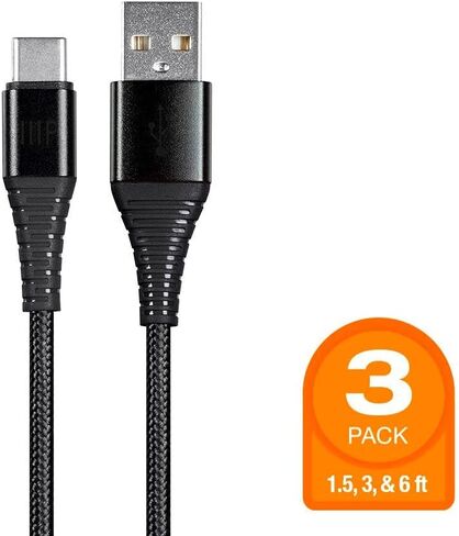 Monoprice Apple MFi Certified Lightning to USB Type-A Charge and Sync Cable - 6 Feet - Pink, Kevlar-Reinforced Nylon-Braid, Durable - AtlasFlex Series in Kuwait
