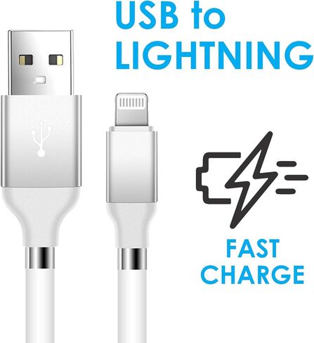 كابل شاحن Aduro مغناطيسي ذاتي الملء Fidget Lightning iPhone كابل شحن معتمد من MFi لهاتف iPhone 12 11 Xs Max XR X 8 Plus 7 Plus 6S 6 Plus SE 2020 5S iPad Pro iPod Airpods 3 قدم (أبيض) in Kuwait