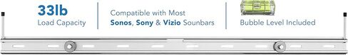 Mount-It! Universal Soundbar Wall Mount | Compatible with Sonos Playbar, Samsung, Sony, Bose, and Vizio Soundbars [33 lbs Capacity] Easy to Install Soundbar Mounting Bracket Under TV (Silver) in Saudi Arabia