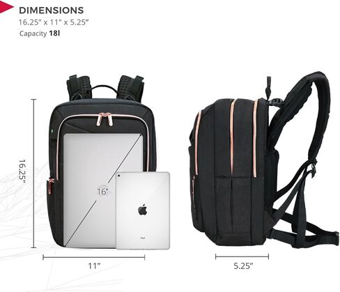 حقيبة ظهر سويس ديجيتال ديزاين كاتي روز للنساء باللون الأسود مع سحابات ذهبية وردية حقيبة ظهر للكمبيوتر المحمول للسفر في الكلية SD1006M-01 in Kuwait