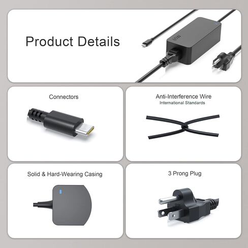 65W USB-C AC Charger Fit for Razer Blade Stealth 13.3" Razer Blade Stealth 13 Razer Book 13" (2020) RZ09-03100 RZ09-0357 Power Adapter Supply Cord in Saudi Arabia