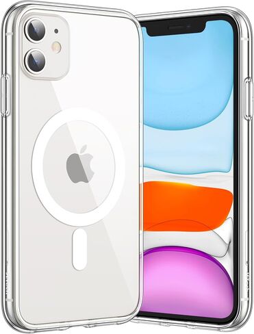 JETech Magnetic Case for iPhone 11 6.1-Inch Compatible with MagSafe Wireless Charging, Shockproof Phone Bumper Cover, Anti-Scratch Clear Back (Black) in Kuwait