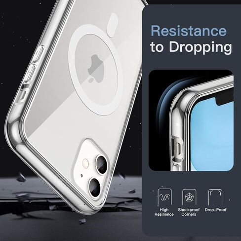 JETech Magnetic Case for iPhone 11 6.1-Inch Compatible with MagSafe Wireless Charging, Shockproof Phone Bumper Cover, Anti-Scratch Clear Back (Black) in Kuwait