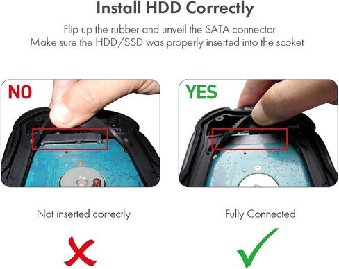 اليك جير حافظة قرص صلب يو اس بي 3.0 واقية، صندوق خارجي محمول 2.5 انش، مقاوم للماء والصدمات واختبر السقوط العسكري مع كيبل USB مدمج ومحول USB C in Kuwait