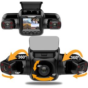 كاميرا قياس Pruveeo D80 ذات 3 قنوات مع نظام تحديد المواقع العالمي (GPS)، كاميرا أمامية وداخلية ثلاثية للسيارة، شاشة LCD 2.0 بوصة، رؤية ليلية، مكثف فائق، دعم 256 جيجابايت كحد أقصى، وضع مراقبة مواقف السيارات in Kuwait