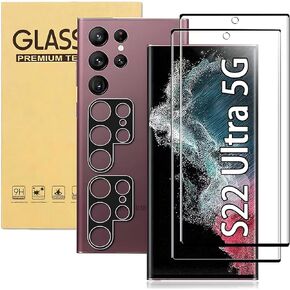 Russell Hobbs [2+2 Pack] لهاتف Samsung Galaxy S22 Ultra 5G واقي شاشة زجاجي مقوى لعدسة الكاميرا، حساس للمس، يدعم بصمات الأصابع، صلابة 9H in Kuwait