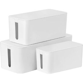 صندوق إدارة الكابلات، مجموعة منظم سلك الطاقة مكونة من 3 قطع، صناديق كابلات كبيرة ومتوسطة وصغيرة مصنوعة من مادة ABS الآمنة للمنزل والمكتب لتنظيم أسلاك الطاقة المخفية وشرائط الطاقة (أسود) in Kuwait