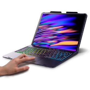 حافظة كيبورد لايباد برو 12.9 انش 2018-الجيل الثالث / 2020-4 الجيل الرابع - لوحة مفاتيح تعمل باللمس متوافقة مع ايباد برو 12.9 - لوحة مفاتيح لاسلكية لحماية الاضاءة الخلفية - تتضمن حامل قلم (اسود) in Kuwait