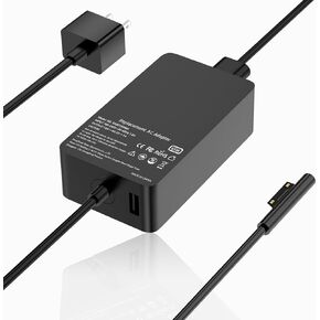 شاحن Surface Pro بقدرة 65 وات لجهاز Microsoft Surface Pro 9 8 3 7 6 5 4 X شاحن الكمبيوتر المحمول Windows Surface 5، 4، 3، 2، 1 Surface Go1، 2، Surface Book 3، 2، 1، مع منفذ شحن USB 5V 1A، يدعم 44 واط، 36 واط، ال اي دي in Kuwait