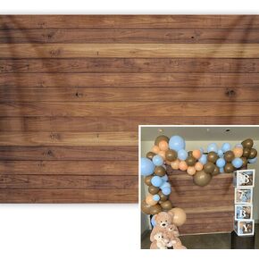 BINQOO 8x6ft Brown Wooden Wall Backdrop Fall Farm Party Western Brown Wood Floor Backdrop Birthday Christmas Party Wooden Wall Photographic Newborn Baby Kids Pet Food Photo Shoot Studio Props