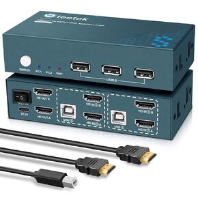 شاشات مزدوجة KVM Switch 2 منفذ 4K@60 هرتز، HDMI KVM Switch 2 شاشات 2 جهاز كمبيوتر مع 3 USB 2.0 Hub، مشاركة طابعة لوحة المفاتيح والماوس، مفتاح الزر وEDID التكيفي in Kuwait