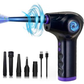 منفضة هواء كهربائية من MOSHOU، منفضة هواء مضغوطة 45000 دورة في الدقيقة مع ضوء LED، 3 سرعات منفاخ هواء لاسلكي بقوة 10000 مللي أمبير في الساعة لتنظيف لوحة مفاتيح الكمبيوتر، منفضة هواء السيارة القابلة لإعادة الشحن، منفضة هواء مضغوطة in Kuwait