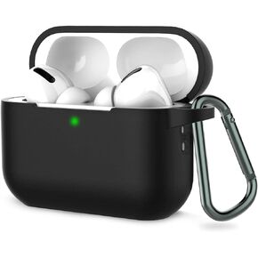 غطاء حافظة Coffea for Airpods Pro الجيل الثاني، حافظة واقية من السيليكون الناعم ممتصة للصدمات مع سلسلة مفاتيح لجهاز Apple Airpods Pro 2 الجديد 2022 [مصباح LED أمامي مرئي] - أسود in Kuwait
