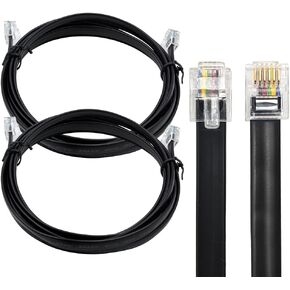 RJ12 Cable 25 feet Telephone Line Cord with 6P6C Connector Landline Phone Wire for Both in-Wall and Out-Wall Using, Black, 2 Pack, AV06114 in Saudi Arabia