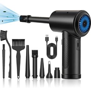 Compressed Air Duster for Cleaning Camera Computer, Household, Pet Hair- 3 Gear Speed 55000RPM 7600mAh 7.2KPA Electric Air Duster, Replaces Compressed Air Cans, Cordless air Blower Rechargeable