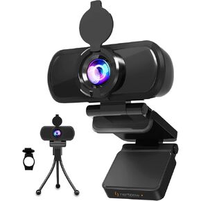 Nertpow 1080P Webcam, NP HD PC Webcam USB Computer Camera Built-in Microphone, Flexible Rotatable Clip, for Laptops, Desktop and Gaming, Black… in Kuwait