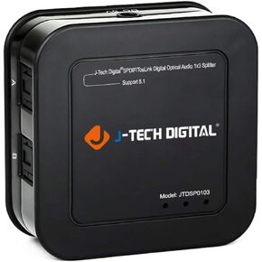 J-Tech Digital Optical Splitter 1 in 3 Out for TV, Toslink Splitter 1x3 SPDIF Audio Splitter 1:1 Transmission Support LPCM2.0, DTS, Dolby Digital in Saudi Arabia