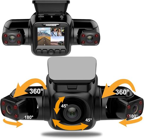كاميرا قياس Pruveeo D80 ذات 3 قنوات مع نظام تحديد المواقع العالمي (GPS)، كاميرا أمامية وداخلية ثلاثية للسيارة، شاشة LCD 2.0 بوصة، رؤية ليلية، مكثف فائق، دعم 256 جيجابايت كحد أقصى، وضع مراقبة مواقف السيارات in Kuwait