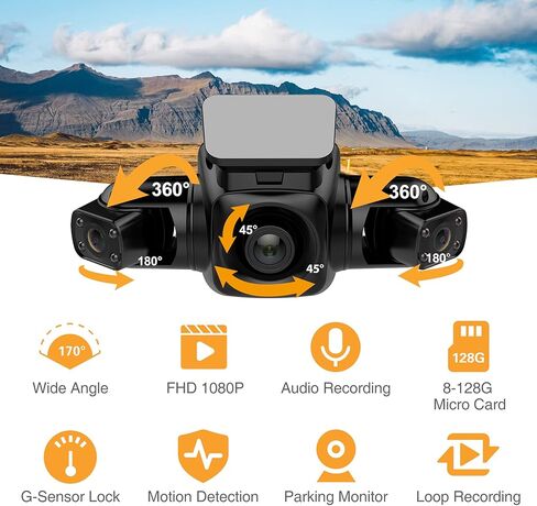 كاميرا قياس Pruveeo D80 ذات 3 قنوات مع نظام تحديد المواقع العالمي (GPS)، كاميرا أمامية وداخلية ثلاثية للسيارة، شاشة LCD 2.0 بوصة، رؤية ليلية، مكثف فائق، دعم 256 جيجابايت كحد أقصى، وضع مراقبة مواقف السيارات in Kuwait