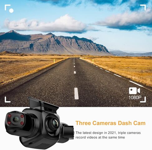 كاميرا قياس Pruveeo D80 ذات 3 قنوات مع نظام تحديد المواقع العالمي (GPS)، كاميرا أمامية وداخلية ثلاثية للسيارة، شاشة LCD 2.0 بوصة، رؤية ليلية، مكثف فائق، دعم 256 جيجابايت كحد أقصى، وضع مراقبة مواقف السيارات in Kuwait