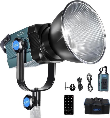 SIRUI 300W LED Video Light C300، ضوء مستمر COB مدمج لإضاءة استوديو التصوير الفوتوغرافي، 12500Lus@1m 5600K ضوء النهار، TLCI98 CRI96، حوامل Bowen، عاكس، التحكم في الصندوق/التطبيق، 8 تأثيرات in Saudi Arabia