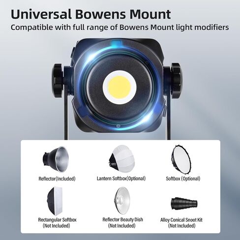 SIRUI 300W LED Video Light C300، ضوء مستمر COB مدمج لإضاءة استوديو التصوير الفوتوغرافي، 12500Lus@1m 5600K ضوء النهار، TLCI98 CRI96، حوامل Bowen، عاكس، التحكم في الصندوق/التطبيق، 8 تأثيرات in Saudi Arabia