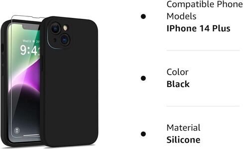 DEENAKIN Compatible with iPhone 14 Plus Case - Enhanced Camera Protection and Screen Protector - Soft Liquid Silicone Cover - Slim Fit Protective Phone Case 6.7" for Women Girls - Hot Pink in Kuwait