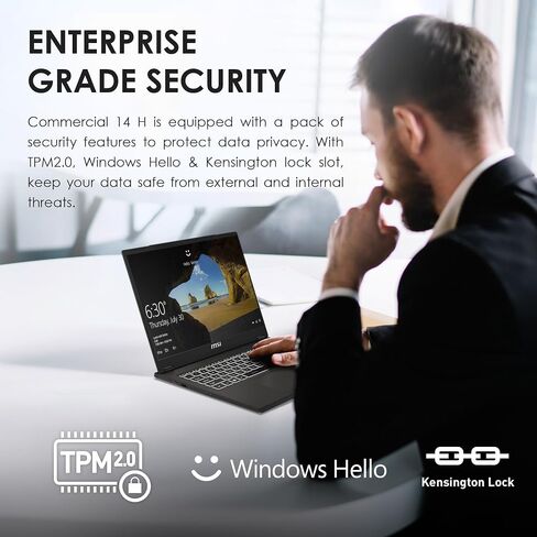 MSI Commercial 14 H Professional Laptop: 13th Gen Intel Core i7, 14" 60Hz Display, Intel Iris Xe, 32GB DDR4, 1TB NVMe SSD, Eco-Friendly, Fingerprint Reader, Win 11 Pro: A13MG-003US in Saudi Arabia