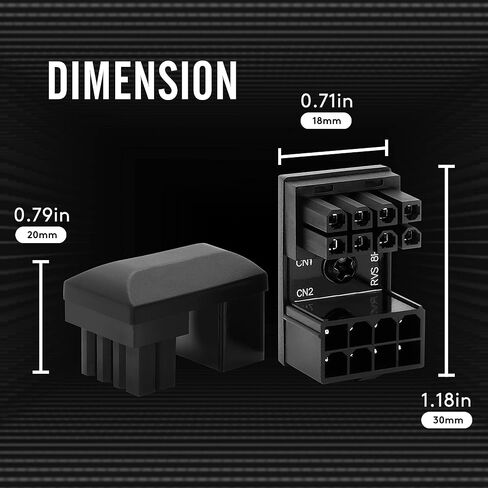 EZDIY-FAB GPU VGA PCIe 8 Pin U Turn 180 درجة زاوية موصل لوحة محول الطاقة لبطاقة رسومات سطح المكتب - النوع العكسي 3 عبوات بيضاء in Kuwait