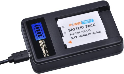 PowerTrust 2 حزمة 3.7 فولت NB-11L بطارية بديلة وشاحن USB LCD NB-11LH لكاميرا Canon PowerShot A2300 IS، A2400 IS، A2500، A2600، A3400 IS، A3500 IS، A4000 IS، ELPH 110 HS، ELPH 115 HS، ELPH 130 HS , in Saudi Arabia