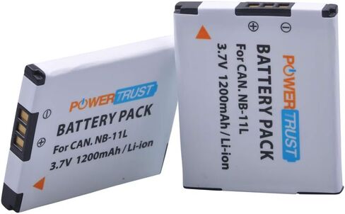 PowerTrust 2 حزمة 3.7 فولت NB-11L بطارية بديلة وشاحن USB LCD NB-11LH لكاميرا Canon PowerShot A2300 IS، A2400 IS، A2500، A2600، A3400 IS، A3500 IS، A4000 IS، ELPH 110 HS، ELPH 115 HS، ELPH 130 HS , in Saudi Arabia